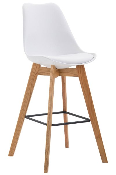 Tabouret de bar metz &agrave; coque plastique , blanc /nature 