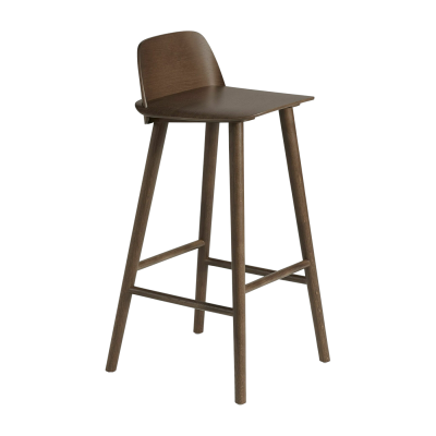 Tabouret de bar Nerd ch&ecirc;ne teint&eacute; brun fonc&eacute; H89 cm - Muuto