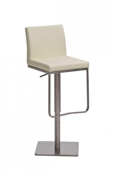 Tabouret de bar panama similicuir , cr&egrave;me/acier inoxydable
