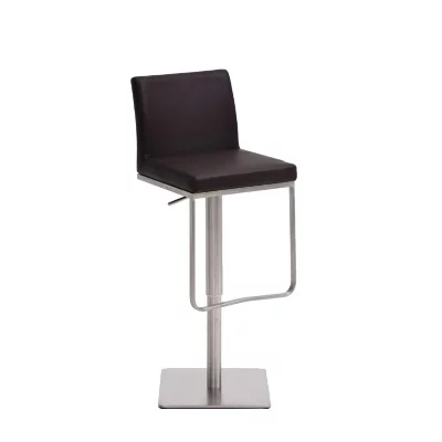 Tabouret de bar panama similicuir , marron/acier inoxydable