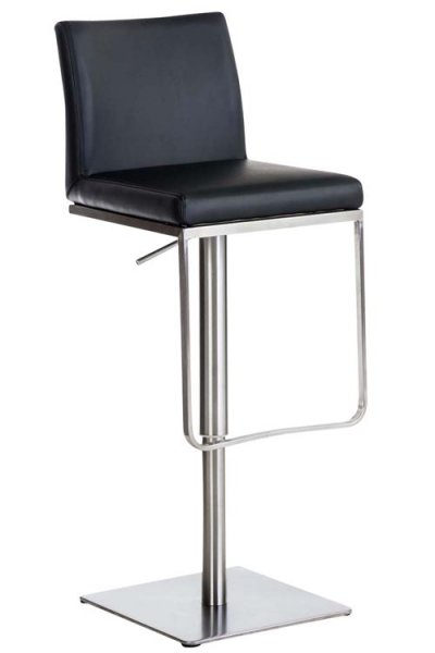 Tabouret de bar panama similicuir , noir /acier inoxydable