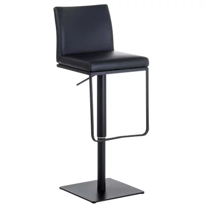 Tabouret de bar panama similicuir , noir /noir