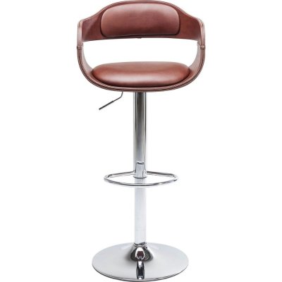 Tabouret de bar r&eacute;glable nougat et acier chrom&eacute;