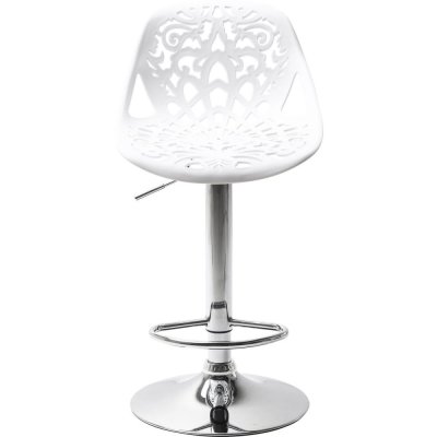 Tabouret de bar r&eacute;glagle blanc et acier chrom&eacute;