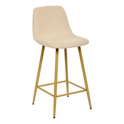 Tabouret de bar Roka beige pieds m&eacute;tal effet bois Atmosphera