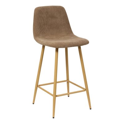Tabouret de bar Roka taupe pieds m&eacute;tal effet bois Atmosphera