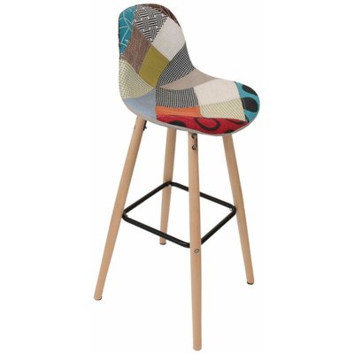 Tabouret de bar scandinave patchwork Riga - H. 92 cm - Beige