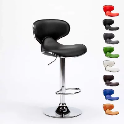 Tabouret de cuisine et bar design moderne pivotant chrom&eacute; Amarillo Couleur: Noir