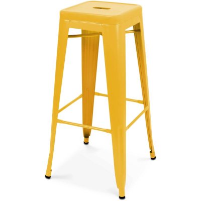 Tabouret de jardin haut - 43 x 43 x 76 cm - Acier - Oviala - Jaune