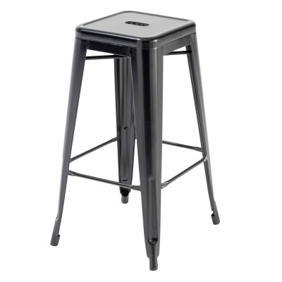 Tabouret de jardin haut - 43 x 43 x 76 cm - Acier - Oviala - Noir