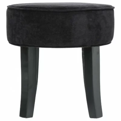 ATMOSPHERA Tabouret effet velours noir  cr&eacute;ateur d'int&eacute;rieur - Noir