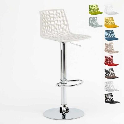 Tabouret Grand Soleil SPIDER pour bar caf&eacute; cuisine haut fixe, Couleur: Blanc