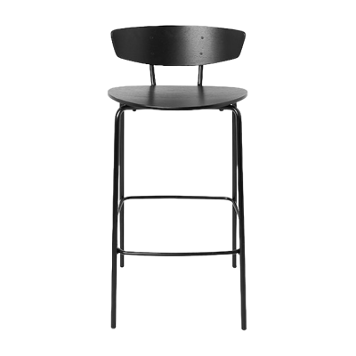 Tabouret haut - HERMAN Noir L 39,5 x P 39,5 x H 87 cm, assise H 64 cm