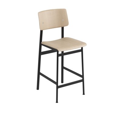 Tabouret Loft ch&ecirc;ne et acier noir H98,5 cm - Muuto