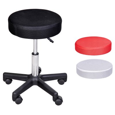 Tabouret massage &agrave; roulettes r&eacute;glable en hauteur pivotant - HOMCOM - Noir - Tissu - Confortable