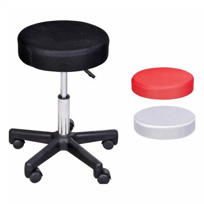 Tabouret massage &agrave; roulettes r&eacute;glable en hauteur pivotant - HOMCOM - Noir - Tissu - Confortable