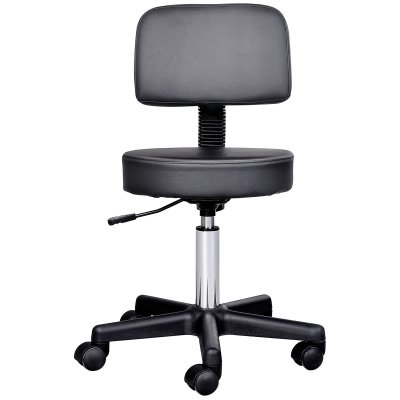 Tabouret massage &agrave; roulettes r&eacute;glable noir