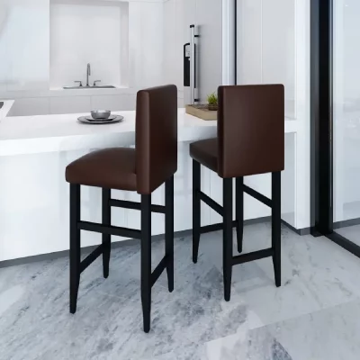 Tabourets de bar 2 pcs Marron fonc&eacute; Similicuir Vidaxl Marron
