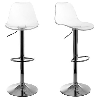 Tabourets de bar design r&eacute;glables transparents (lot de 2) GALILEO