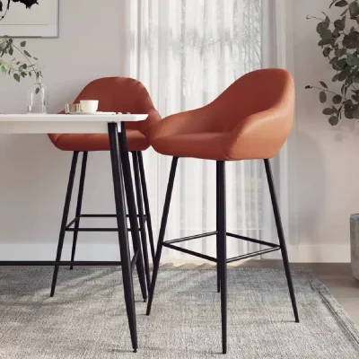 Tabourets De Bar Lot De 2 Marron Clair Similicuir Vidaxl