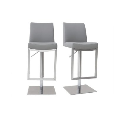 Tabourets de bar relevables gris et acier chrom&eacute; (lot de 2) kyle