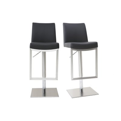 Tabourets de bar relevables noir et acier chrom&eacute; (lot de 2) kyle