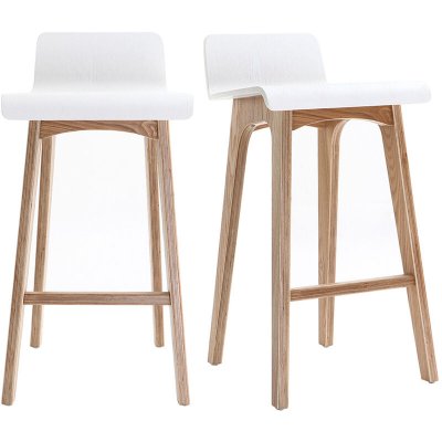 Tabourets de bar scandinaves bois clair et blanc h65 cm (lot de 2) baltik