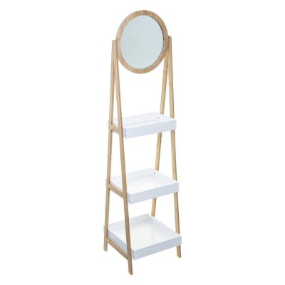Tag&egrave;re 3 niveaux avec miroir L&eacute;a 5five Blanc - Naturel et blanc