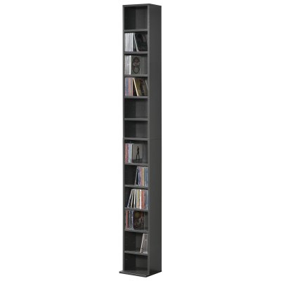 Tag&egrave;re cd / dvd Aventoft 175 x 20 x 20 cm Gris Fonc&eacute; [en.casa]