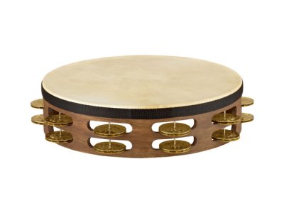 MEINL TAH2VWB - Tambourin bois avec peau 2 rang&eacute;es de cymbalettes - Walnut brown