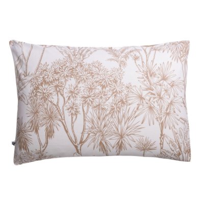 ALTOBUY Taie d'oreiller 50x70cm coton imprim&eacute; feuillage blanc et sable - JAVEN -