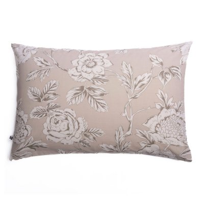 ALTOBUY Taie d'oreiller 50x70cm coton imprim&eacute; recto floral verso ray&eacute; beige - COTTAGE -