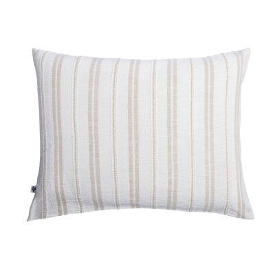 ALTOBUY Taie d'oreiller 50x70cm coton tissage textur&eacute; coloris blanc ray&eacute; beige - TITOUAN -