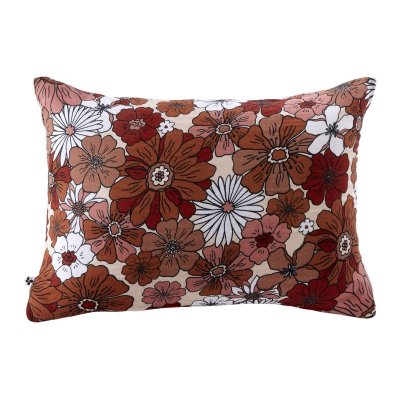 ALTOBUY Taie D'oreiller 50x70cm Gaze De Coton Imprim&eacute; Floral Coloris Terracotta - Anastasia
