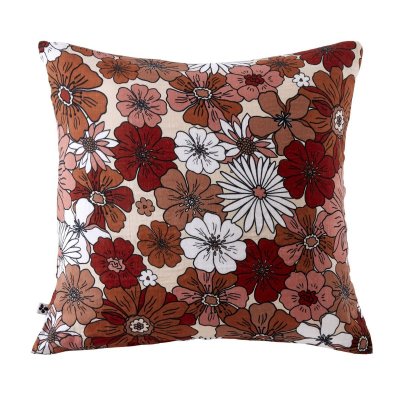 ALTOBUY Taie D'oreiller 60x60cm Gaze De Coton Imprim&eacute; Floral Coloris Terracotta - Anastasia
