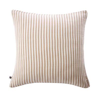 ALTOBUY Taie d'oreiller 60x60cm gaze de coton tiss&eacute; ray&eacute; beige - ROMELIA -