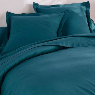 BECQUET Taie d'oreiller 63x63 en percale de coton bleu canard