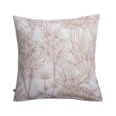 ALTOBUY Taie d'oreiller 63x63cm coton coton imprim&eacute; feuillage blanc et sable - JAVEN -