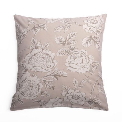 ALTOBUY Taie D'oreiller 63x63cm Coton Coton Imprim&eacute; Recto Floral Verso Ray&eacute; Beige - Cottage