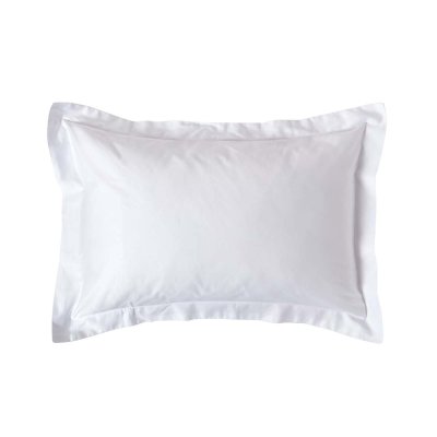 HOMESCAPES Taie d'oreiller &agrave; volant plat 100 % coton Bio 400 fils blanc 50 x 75 cm