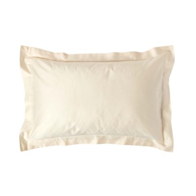 HOMESCAPES Taie d'oreiller &agrave; volant plat 100 % coton Bio 400 fils Cr&egrave;me 50 x 75 cm