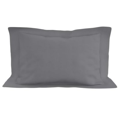 SOLEIL D OCRE Taie d'oreiller en coton 57 fils 50x70 cm UNI gris, par Soleil d'ocre
