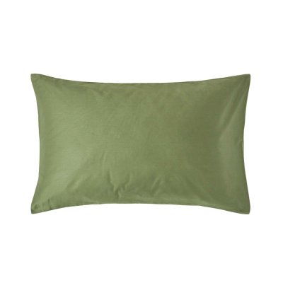 HOMESCAPES Taie d'oreiller en coton Bio 400 fils Vert mousse 50 x 75 cm