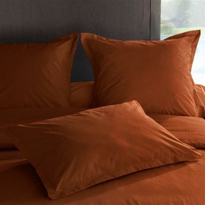  Taie d'oreiller en percale de coton - Manoir - 50 x 70 cm - Marron