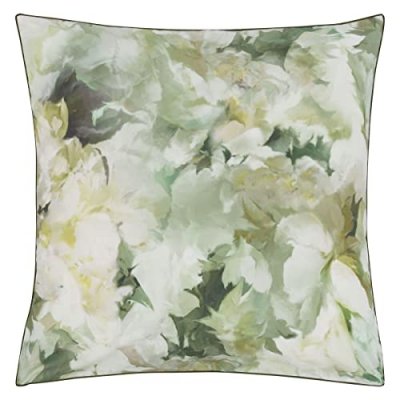 ESSIX Taie d'oreiller imprim&eacute;e en percale de coton, Fleurs de Jour Celadon