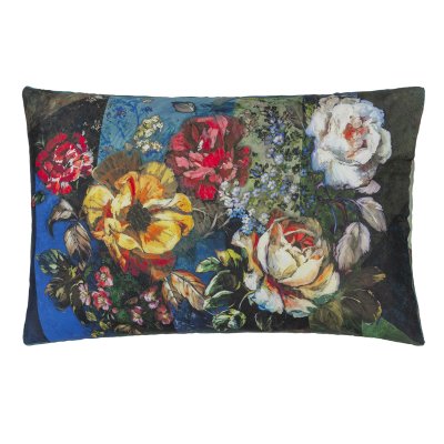 DESIGNERS GUILD Taie d'oreiller imprim&eacute;e en satin de coton, Minakari Cobalt