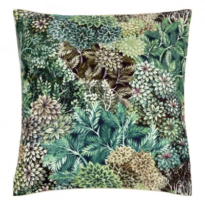 DESIGNERS GUILD Taie d'oreiller imprim&eacute;e en satin de coton vert 65x65