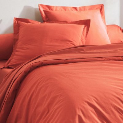 BECQUET Taie d'oreiller PERCALE orange en percale de coton