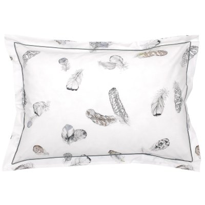 LINNEA Taie d'oreiller percale pur coton plumes 50x70 cm - Blanc