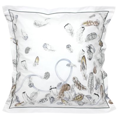 LINNEA Taie d'oreiller percale pur coton plumes 65x65 cm - Blanc